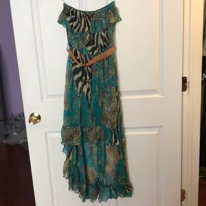 High low teal and cheetah dress/belted
